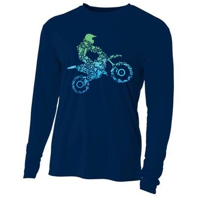 Dirt Bike Rider Motocross Dirt Biking Gift Cooling Performance Long Sleeve Crew