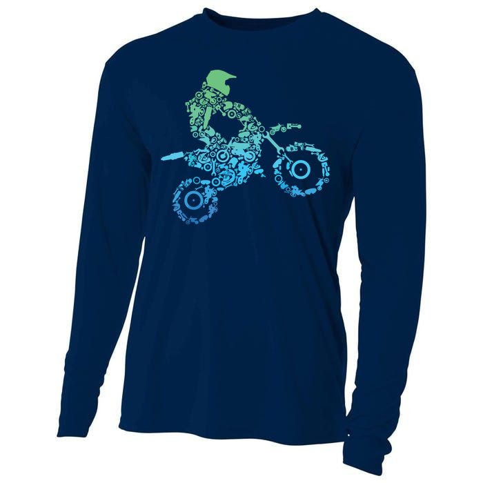 Dirt Bike Rider Motocross Dirt Biking Gift Cooling Performance Long Sleeve Crew