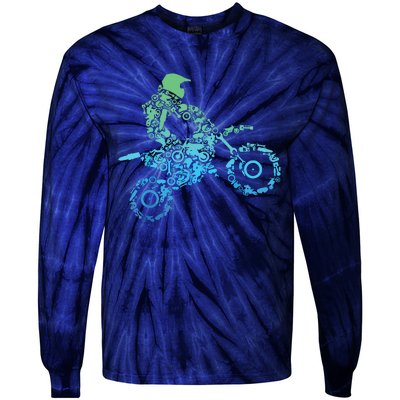 Dirt Bike Rider Motocross Dirt Biking Gift Tie-Dye Long Sleeve Shirt