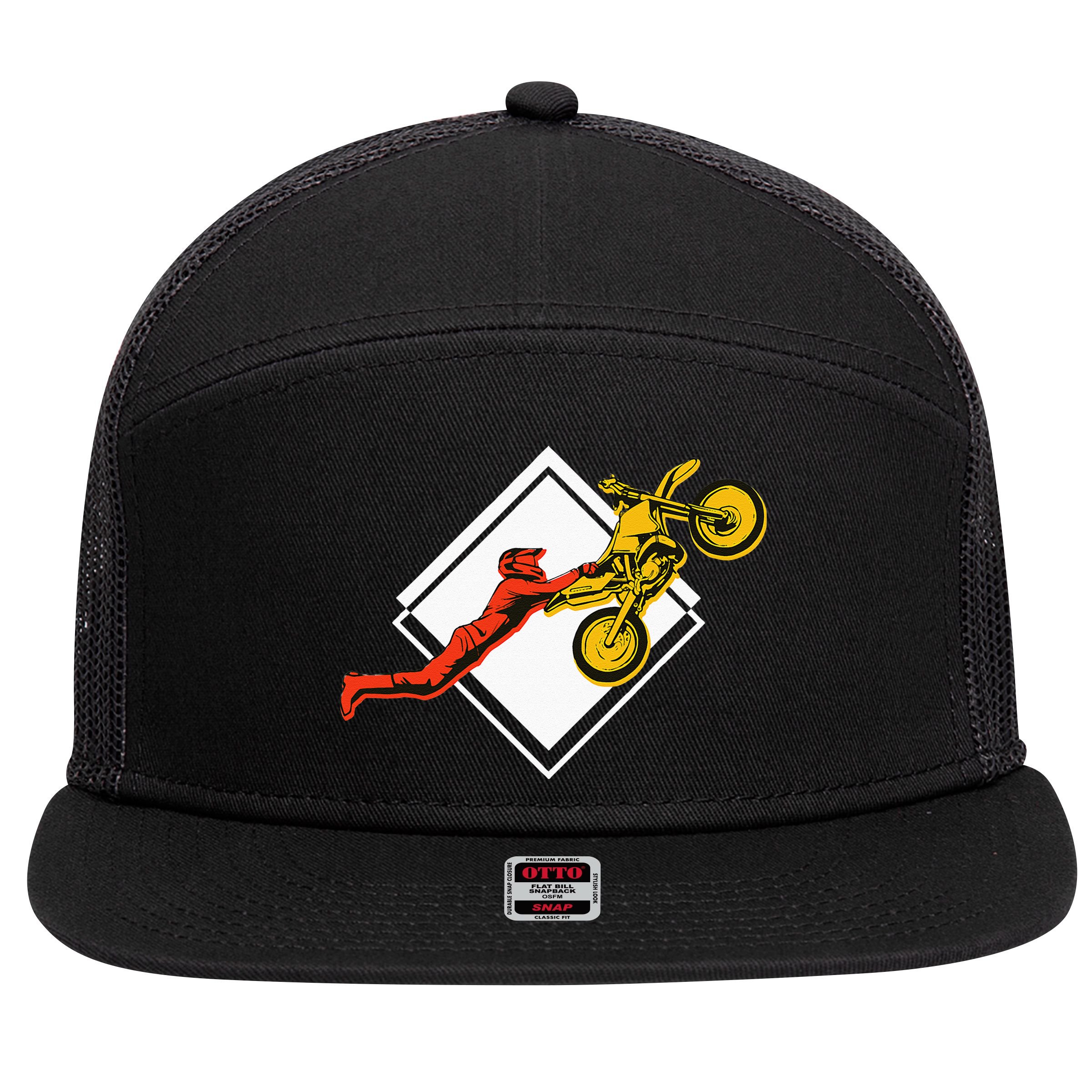 Dirt Bike Riding MX Motocross Supercross 7 Panel Mesh Trucker Snapback Hat