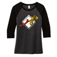 Dirt Bike Riding MX Motocross Supercross Women's Tri-Blend 3/4-Sleeve Raglan Shirt