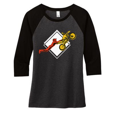 Dirt Bike Riding MX Motocross Supercross Women's Tri-Blend 3/4-Sleeve Raglan Shirt