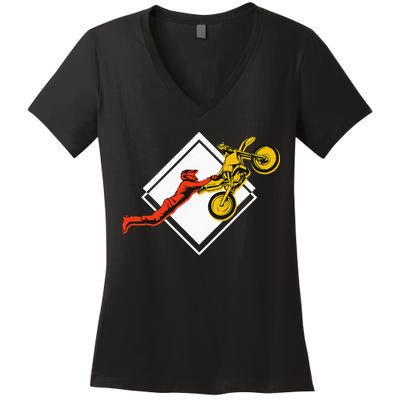 Dirt Bike Riding MX Motocross Supercross Women's V-Neck T-Shirt