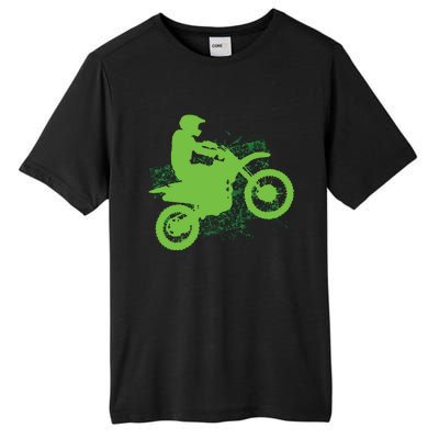 Dirt Bike Rider Tire Tracks Neon Green Tall Fusion ChromaSoft Performance T-Shirt