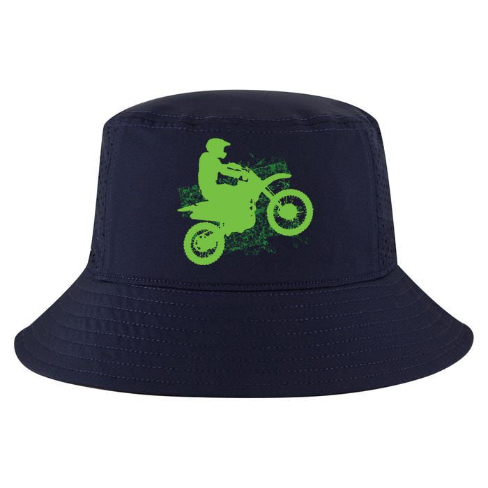 Dirt Bike Rider Tire Tracks Neon Green Cool Comfort Performance Bucket Hat