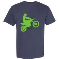 Dirt Bike Rider Tire Tracks Neon Green Garment-Dyed Heavyweight T-Shirt