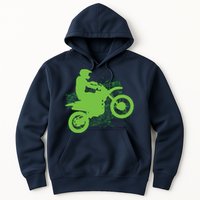 Dirt Bike Rider Tire Tracks Neon Green Hoodie