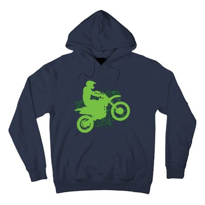 Dirt Bike Rider Tire Tracks Neon Green Hoodie