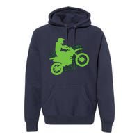 Dirt Bike Rider Tire Tracks Neon Green Premium Hoodie