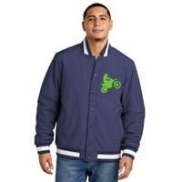 Dirt Bike Rider Tire Tracks Neon Green Insulated Varsity Jacket