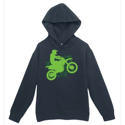 Dirt Bike Rider Tire Tracks Neon Green Urban Pullover Hoodie