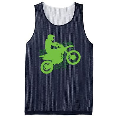 Dirt Bike Rider Tire Tracks Neon Green Mesh Reversible Basketball Jersey Tank