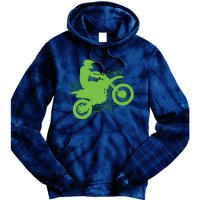 Dirt Bike Rider Tire Tracks Neon Green Tie Dye Hoodie