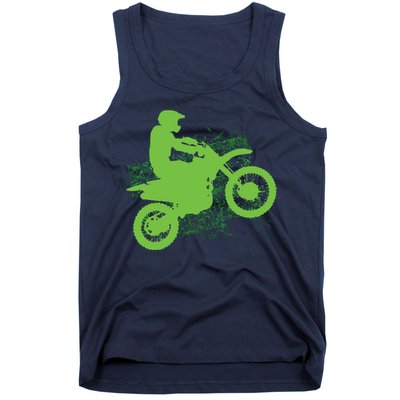 Dirt Bike Rider Tire Tracks Neon Green Tank Top