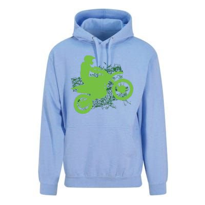 Dirt Bike Rider Tire Tracks Neon Green Unisex Surf Hoodie