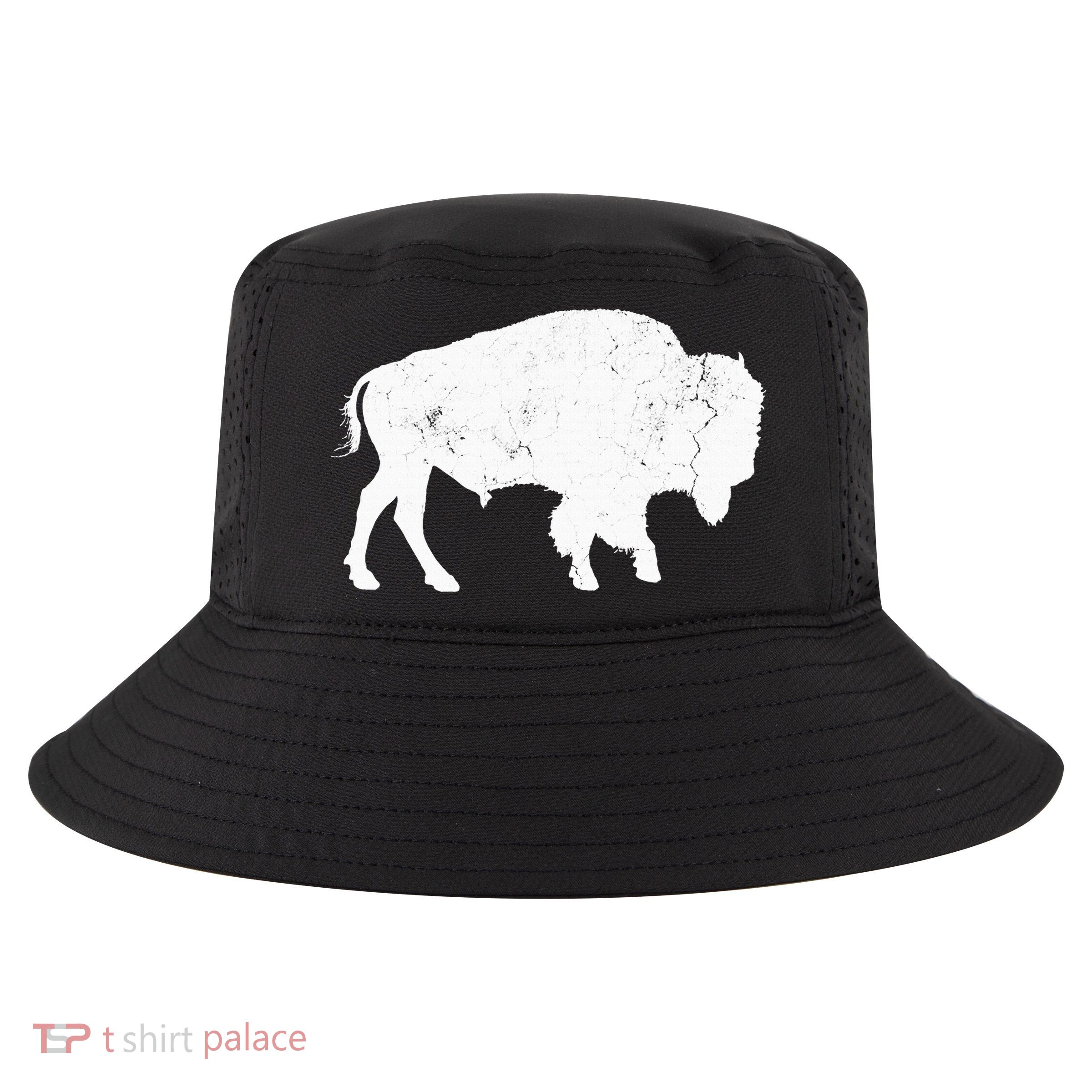 Distressed Buffalo Retro Bison Animal Lover Cool Comfort Performance Bucket Hat