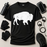 Distressed Buffalo Retro Bison Animal Lover Cooling Performance Crew T-Shirt