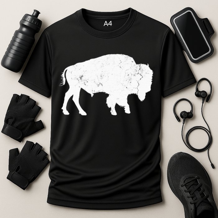 Distressed Buffalo Retro Bison Animal Lover Cooling Performance Crew T-Shirt
