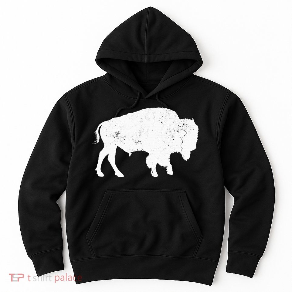 Distressed Buffalo Retro Bison Animal Lover Hoodie