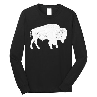 Distressed Buffalo Retro Bison Animal Lover Long Sleeve Shirt