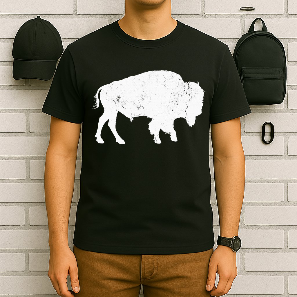 Distressed Buffalo Retro Bison Animal Lover T-Shirt