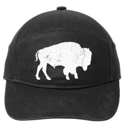 Distressed Buffalo Retro Bison Animal Lover 7-Panel Snapback Hat