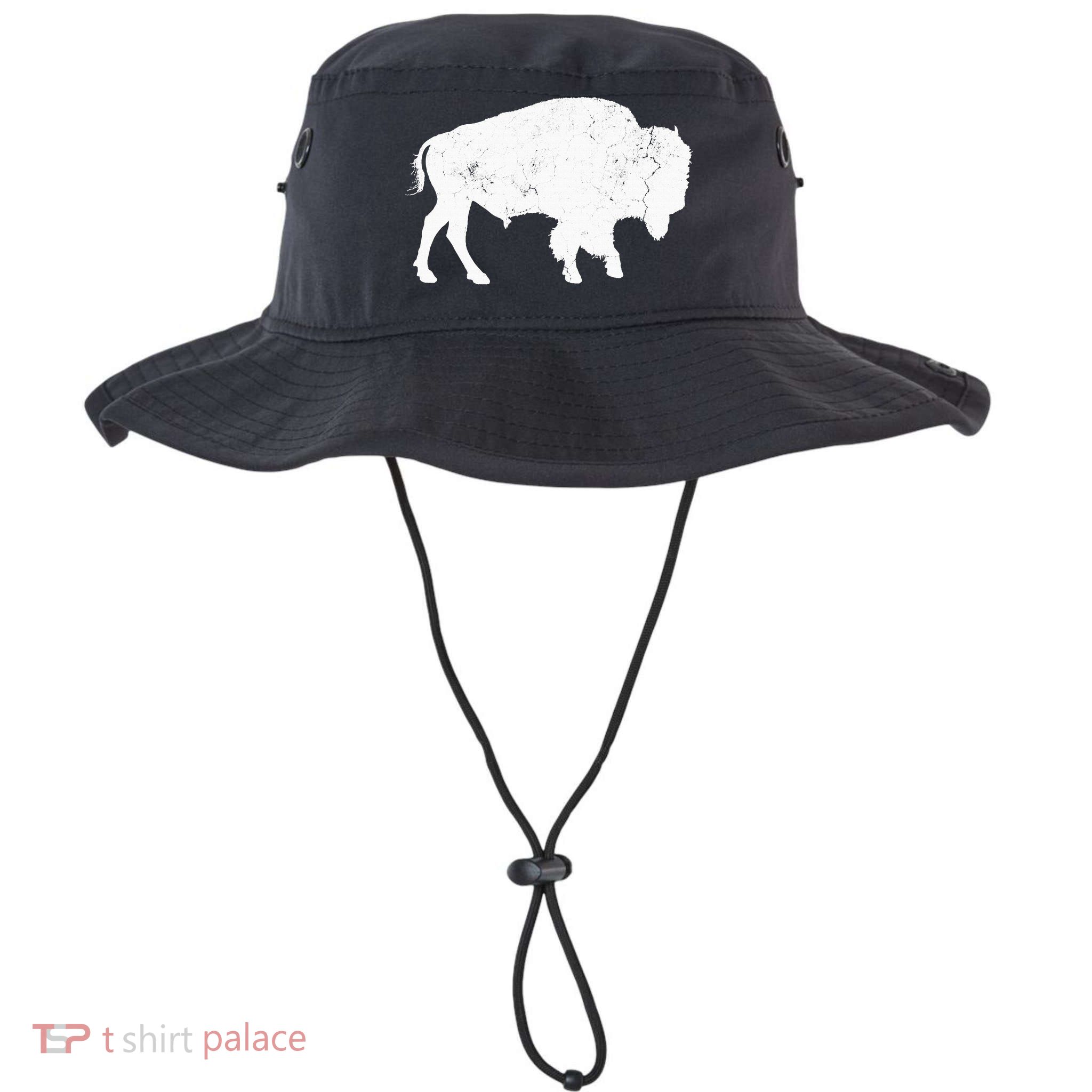 Distressed Buffalo Retro Bison Animal Lover Bucket Hat