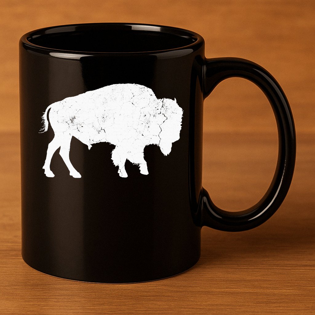 Distressed Buffalo Retro Bison Animal Lover 11oz C Handle Ceramic Mug