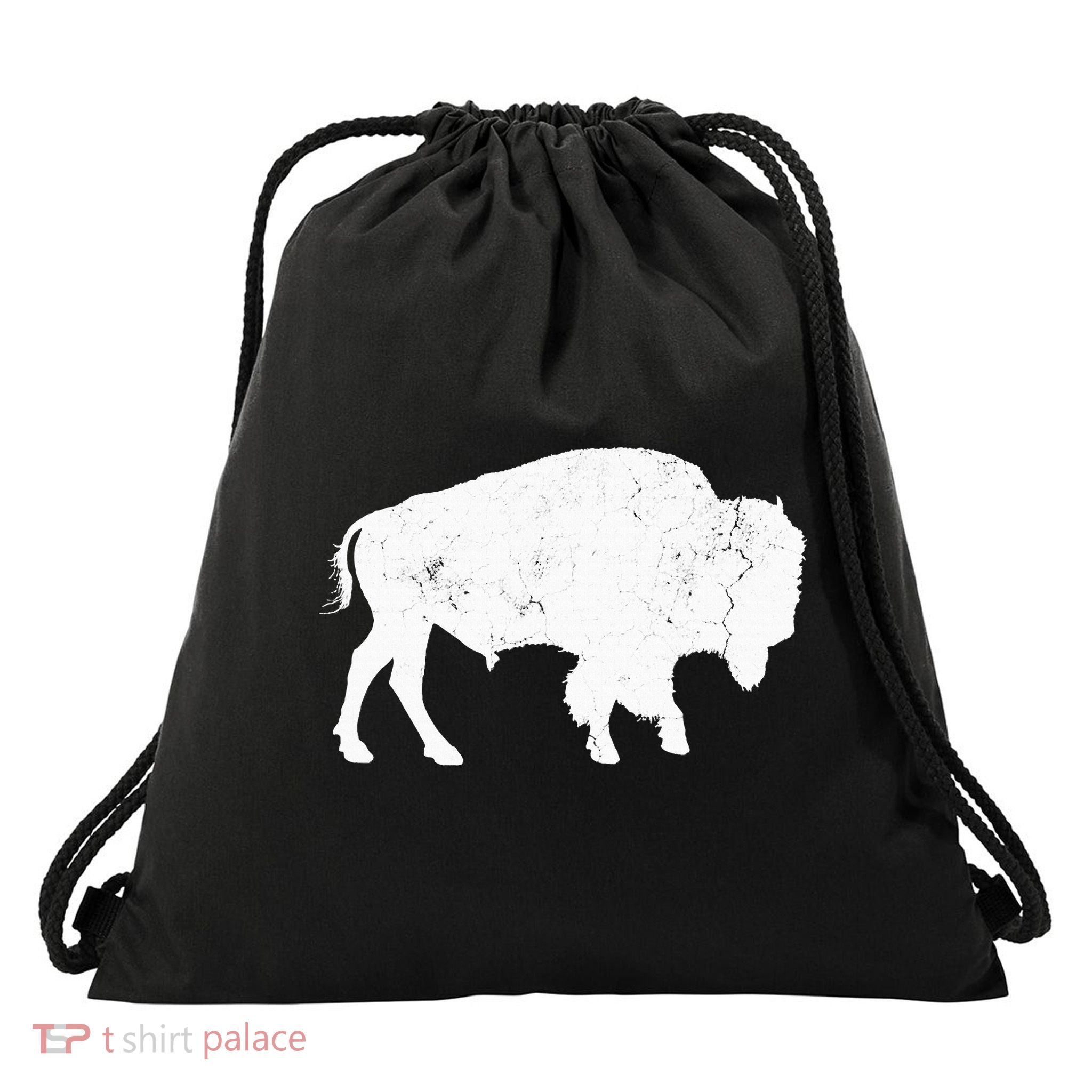 Distressed Buffalo Retro Bison Animal Lover Drawstring Bag