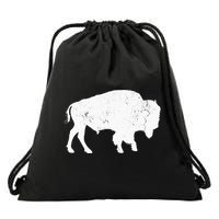 Distressed Buffalo Retro Bison Animal Lover Drawstring Bag