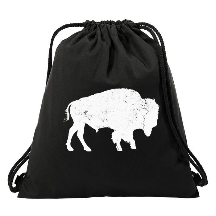 Distressed Buffalo Retro Bison Animal Lover Drawstring Bag
