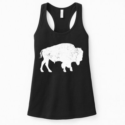 Distressed Buffalo Retro Bison Animal Lover Womens Tank Top