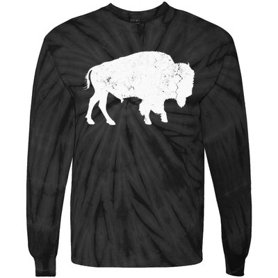 Distressed Buffalo Retro Bison Animal Lover Tie-Dye Long Sleeve Shirt