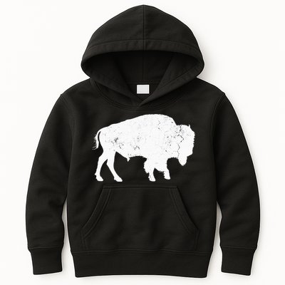 Distressed Buffalo Retro Bison Animal Lover Kids Hoodie