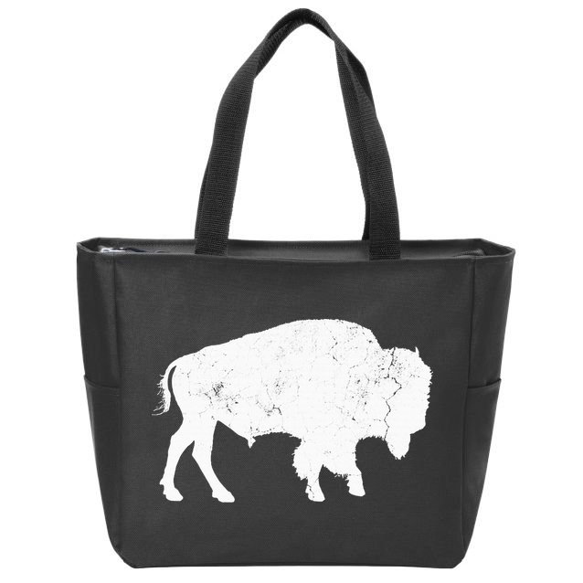Distressed Buffalo Retro Bison Animal Lover Zip Tote Bag