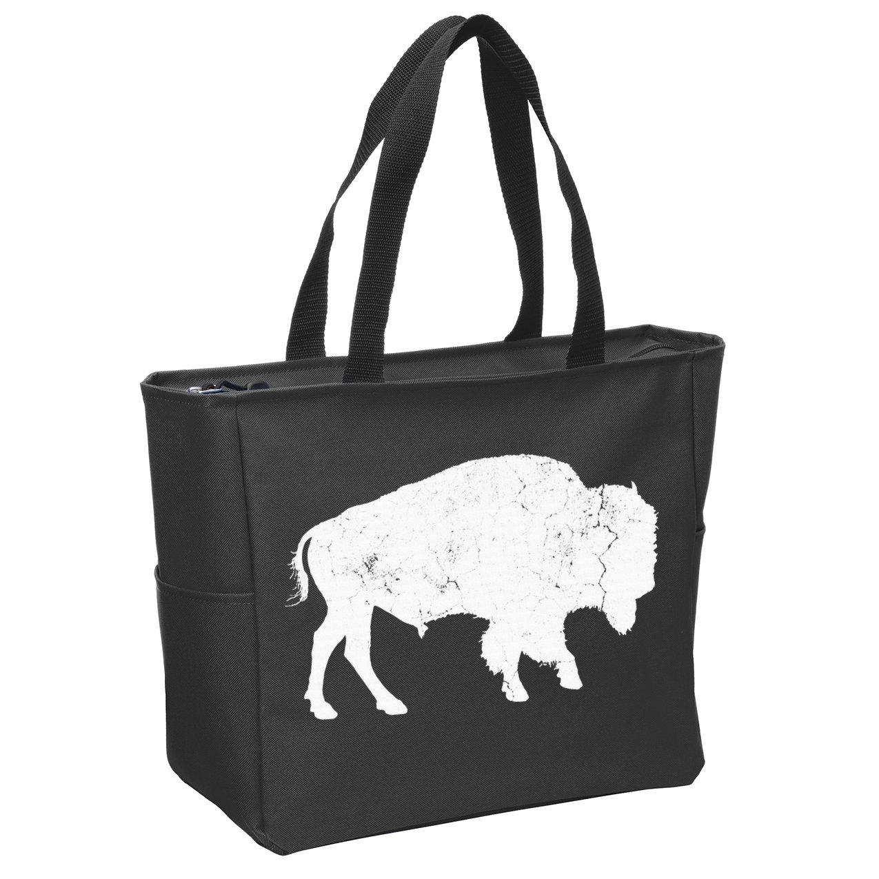 Distressed Buffalo Retro Bison Animal Lover Zip Tote Bag