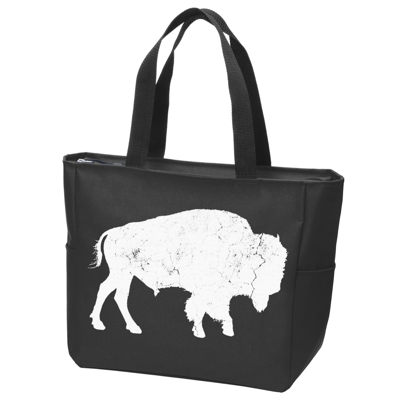 Distressed Buffalo Retro Bison Animal Lover Zip Tote Bag