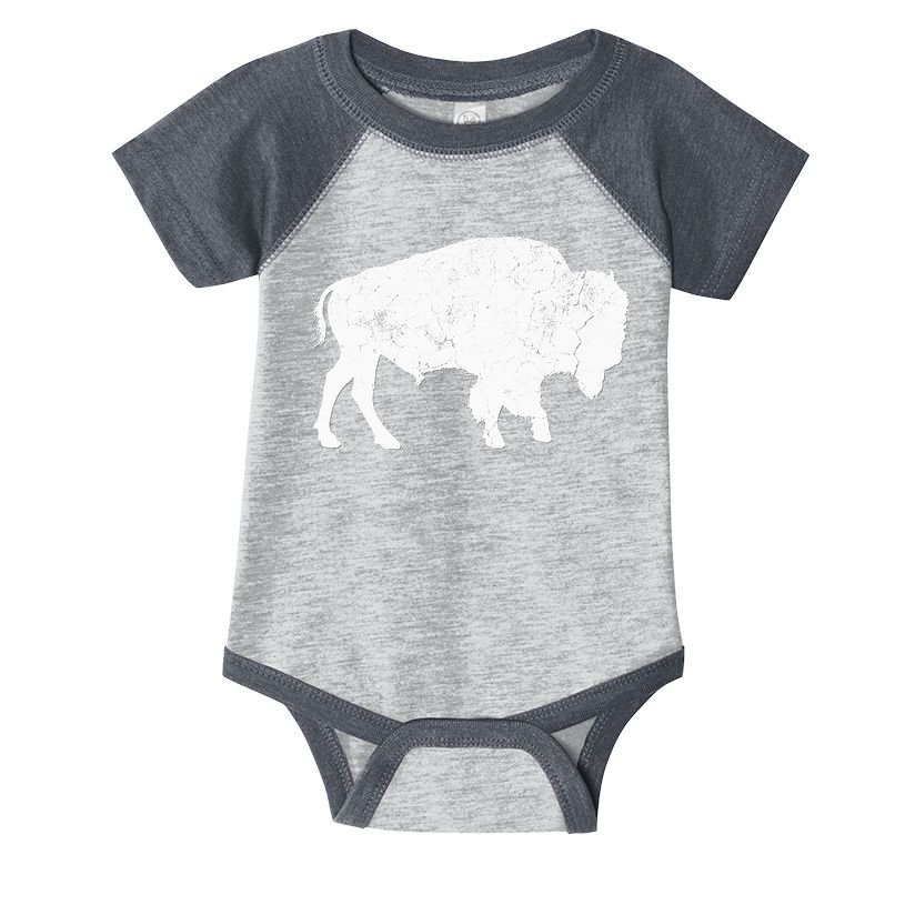 Distressed Buffalo Retro Bison Animal Lover Infant Baby Jersey Bodysuit