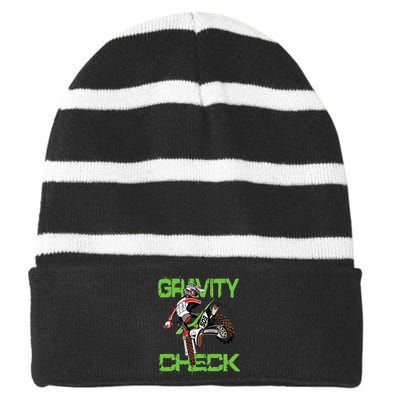 Dirt Bike Rider Motocross Striped Beanie with Solid Band