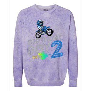 Dirt Bike Rider 2 Years Old Motocross 2nd Birthday Boy Colorblast Crewneck Sweatshirt