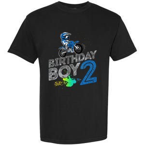 Dirt Bike Rider 2 Years Old Motocross 2nd Birthday Boy Garment-Dyed Heavyweight T-Shirt