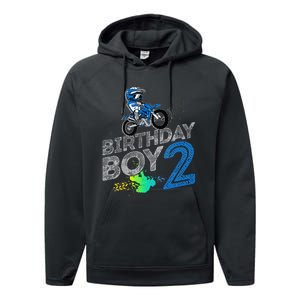 Dirt Bike Rider 2 Years Old Motocross 2nd Birthday Boy Performance Fleece Hoodie