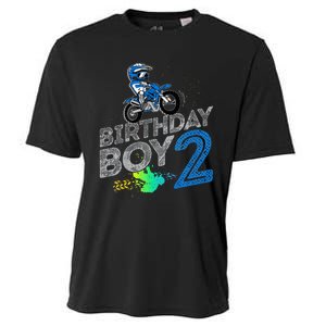 Dirt Bike Rider 2 Years Old Motocross 2nd Birthday Boy Cooling Performance Crew T-Shirt