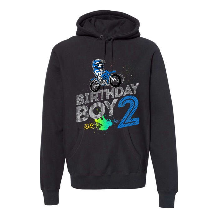 Dirt Bike Rider 2 Years Old Motocross 2nd Birthday Boy Premium Hoodie