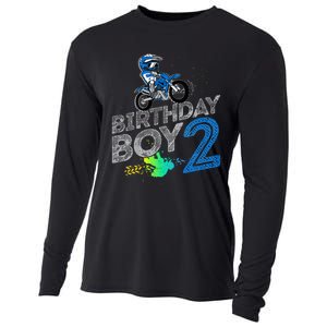 Dirt Bike Rider 2 Years Old Motocross 2nd Birthday Boy Cooling Performance Long Sleeve Crew