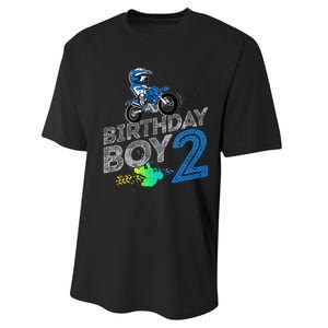 Dirt Bike Rider 2 Years Old Motocross 2nd Birthday Boy Performance Sprint T-Shirt