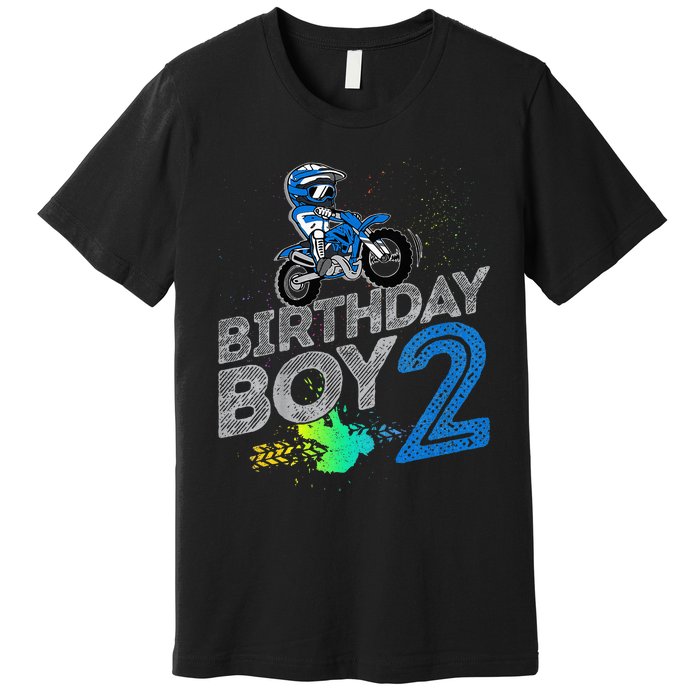 Dirt Bike Rider 2 Years Old Motocross 2nd Birthday Boy Premium T-Shirt