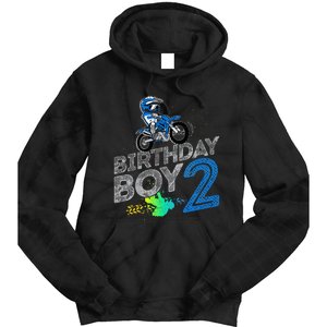 Dirt Bike Rider 2 Years Old Motocross 2nd Birthday Boy Tie Dye Hoodie