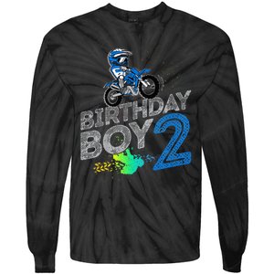 Dirt Bike Rider 2 Years Old Motocross 2nd Birthday Boy Tie-Dye Long Sleeve Shirt