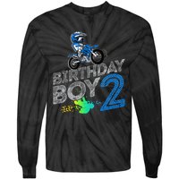 Dirt Bike Rider 2 Years Old Motocross 2nd Birthday Boy Tie-Dye Long Sleeve Shirt